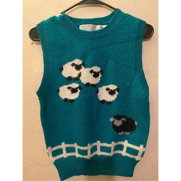 Vintage Robert Scott Ltd Shetland wool sweater vest size 34 Made in Hong Kong Bl - Picture 2 of 7